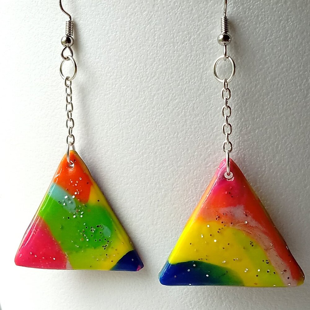 Handmade 90s Style Triangle Colorful Earrings